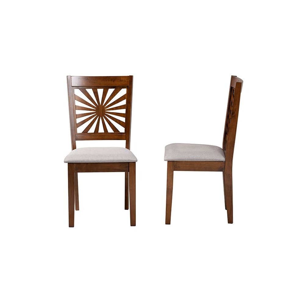 Olympia Modern Grey Fabric and Walnut Brown Finished Wood Dining Chair