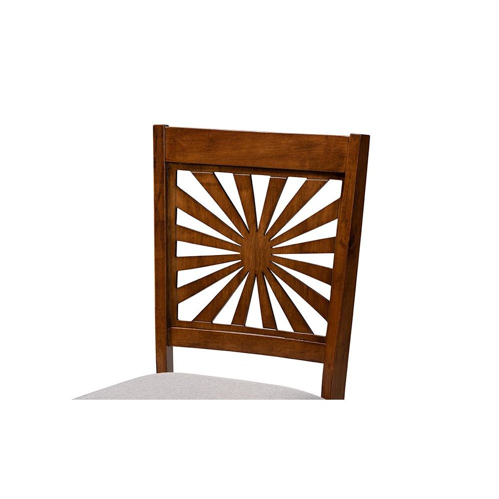 Olympia Modern Grey Fabric and Walnut Brown Finished Wood 5-Piece Dining Set