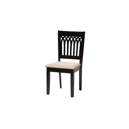 Genesis Modern Beige Fabric and Dark Brown Finished Wood 6-Piece Dining Set