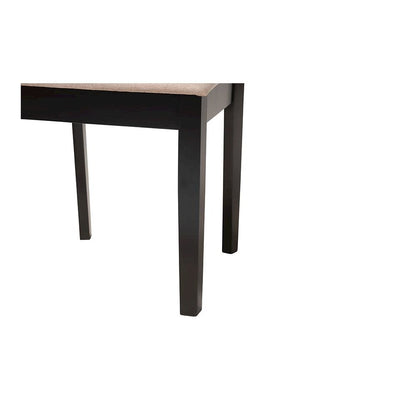 Beige Fabric and Dark Brown Finished Wood 2-Piece Dining Chair Set