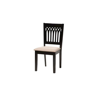 Genesis Modern Beige Fabric and Dark Brown Finished Wood 5-Piece Dining Set