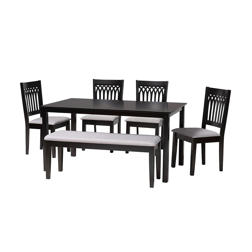 Genesis Modern Grey Fabric and Dark Brown Finished Wood 6-Piece Dining Set
