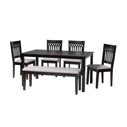 Genesis Modern Grey Fabric and Dark Brown Finished Wood 6-Piece Dining Set