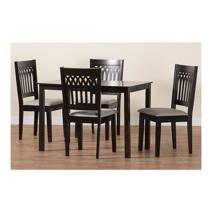 Genesis Modern Grey Fabric and Dark Brown Finished Wood 5-Piece Dining Set