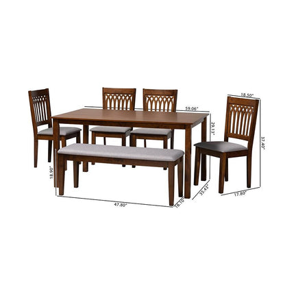 Genesis Modern Grey Fabric and Walnut Brown Finished Wood 6-Piece Dining Set