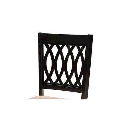 Beige Fabric and Espresso Brown Finished Wood 5-Piece Dining Set