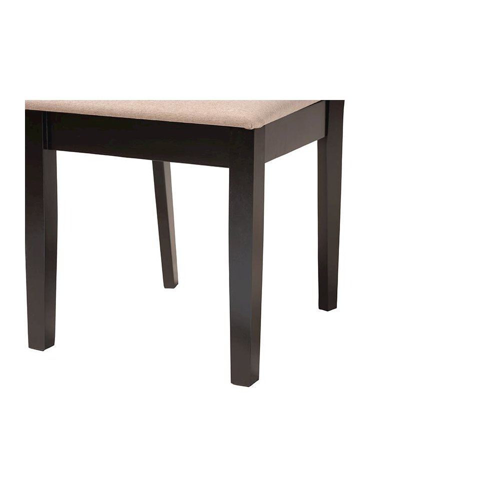 Beige Fabric and Espresso Brown Finished Wood 5-Piece Dining Set