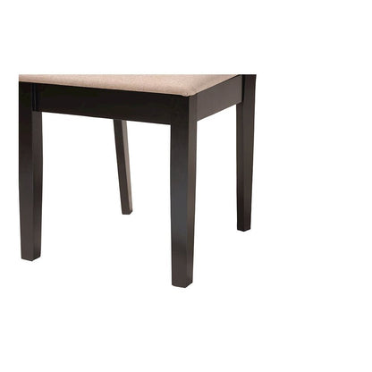 Beige Fabric and Espresso Brown Finished Wood 5-Piece Dining Set
