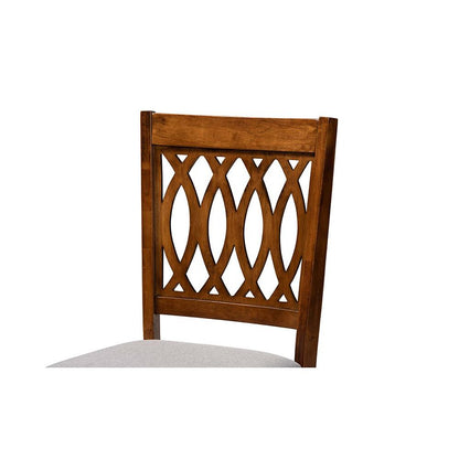 Florencia Modern Grey Fabric and Walnut Brown Finished Wood 5-Piece Dining Set