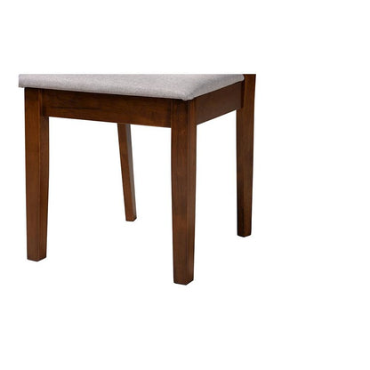 Florencia Modern Grey Fabric and Walnut Brown Finished Wood 5-Piece Dining Set