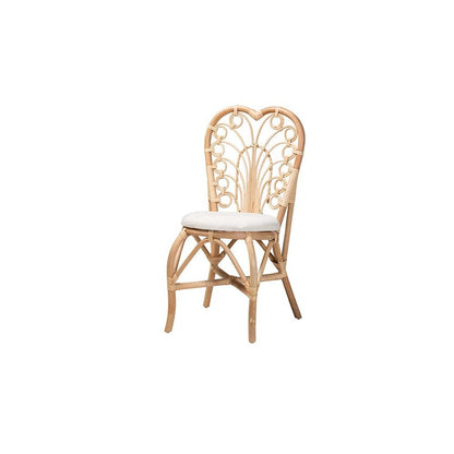 bali & pari Jerica Modern Bohemian Natural Brown Rattan Dining Chair