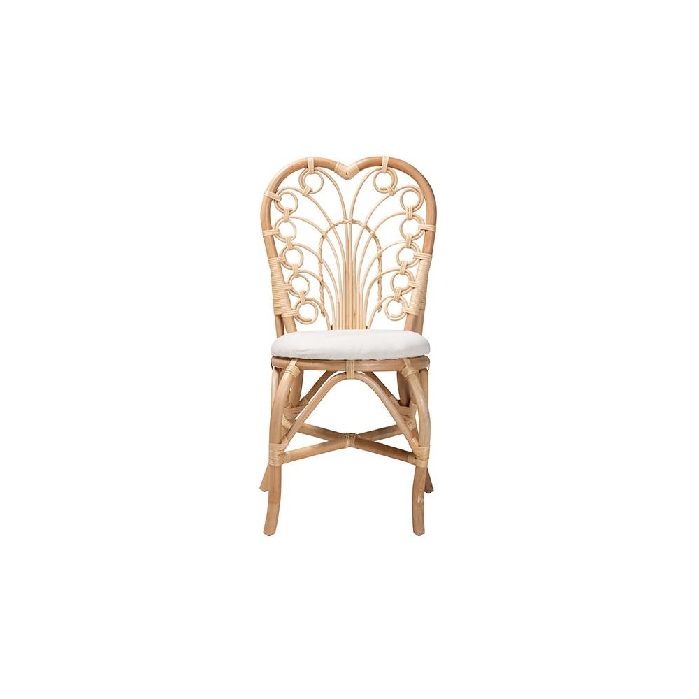 bali & pari Jerica Modern Bohemian Natural Brown Rattan Dining Chair