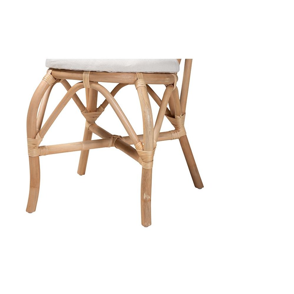 bali & pari Jerica Modern Bohemian Natural Brown Rattan Dining Chair