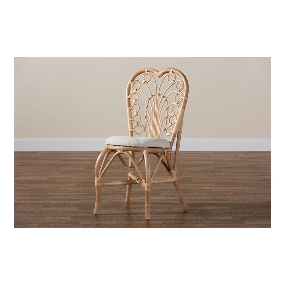 bali & pari Jerica Modern Bohemian Natural Brown Rattan Dining Chair