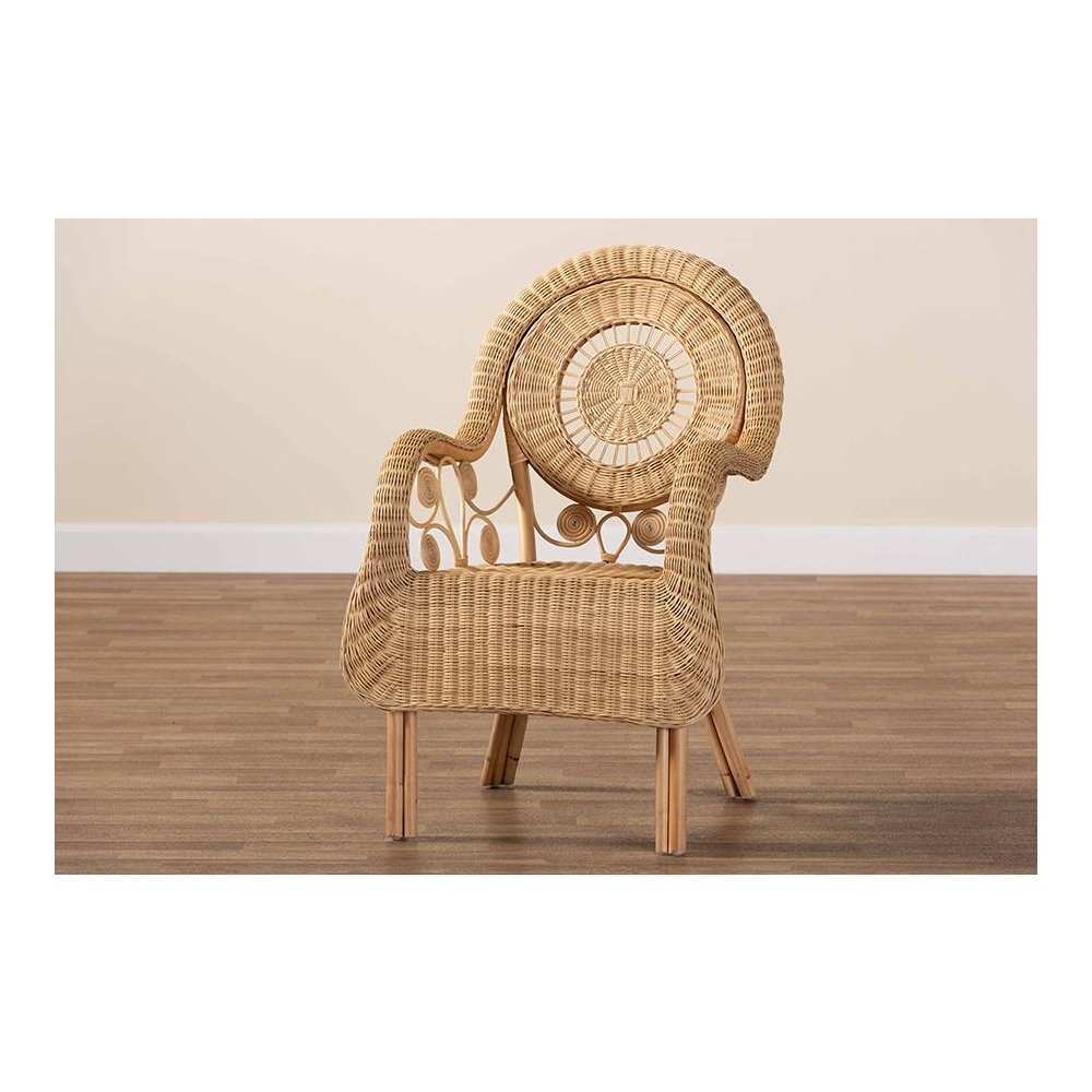 bali & pari Putri Modern Bohemian Natural Rattan Arm Chair