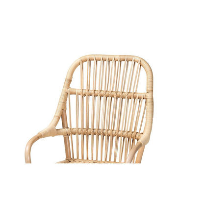 Bohemian Natural Brown Rattan 2-Piece Dining Chair Set