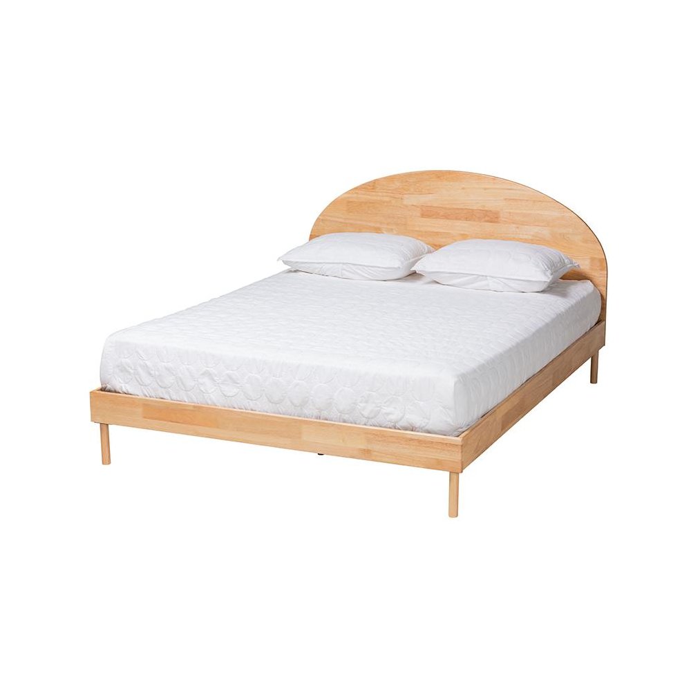 Baxton Studio Denton Japandi Natural Brown Finished Wood Queen Size Platform Bed