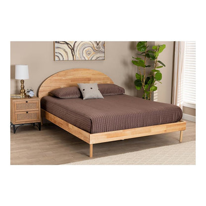 Baxton Studio Denton Japandi Natural Brown Finished Wood Queen Size Platform Bed