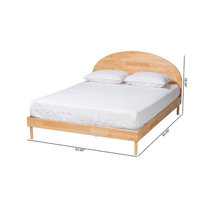 Baxton Studio Denton Japandi Natural Brown Finished Wood Queen Size Platform Bed