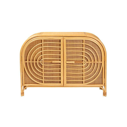 bali & pari Ovalet Modern Bohemian Natural Brown Rattan 2-Door Sideboard