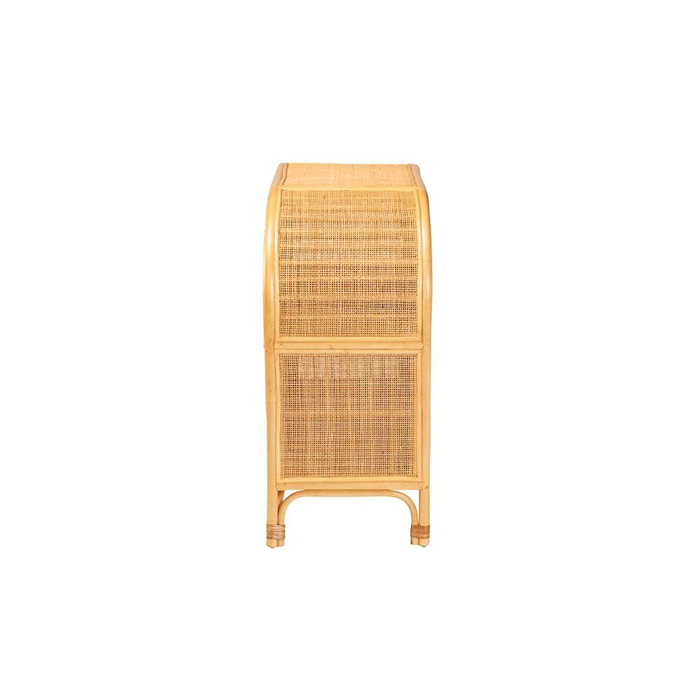 bali & pari Ovalet Modern Bohemian Natural Brown Rattan 2-Door Sideboard