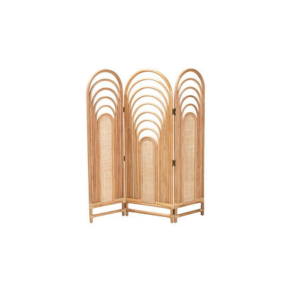 bali & pari Golda Modern Bohemian Natural Brown Rattan Room Divider