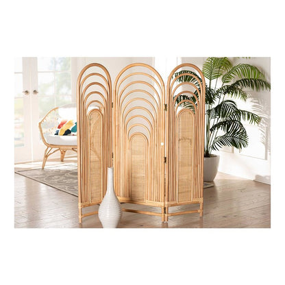 bali & pari Golda Modern Bohemian Natural Brown Rattan Room Divider