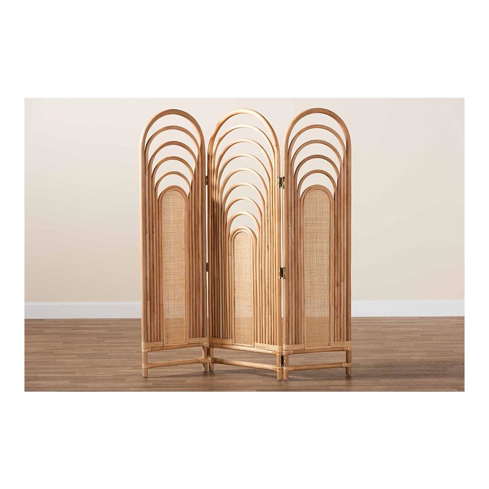 bali & pari Golda Modern Bohemian Natural Brown Rattan Room Divider