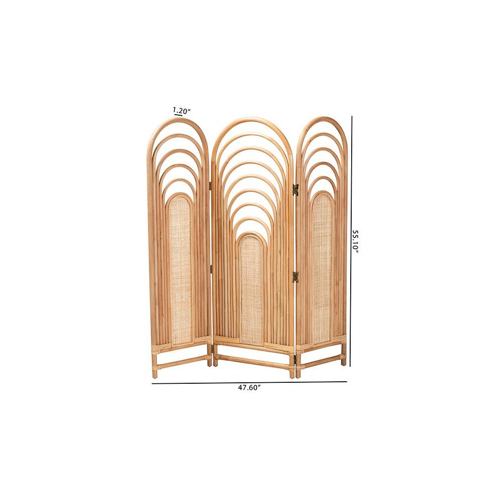 bali & pari Golda Modern Bohemian Natural Brown Rattan Room Divider