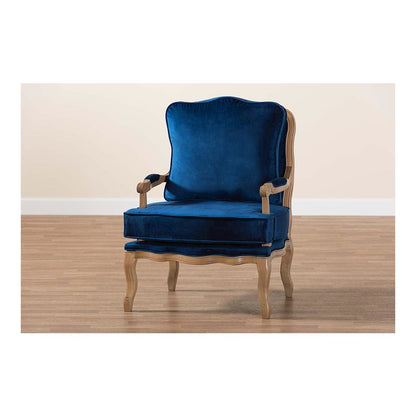 French Oak Brown Finished Wood Accent Chair