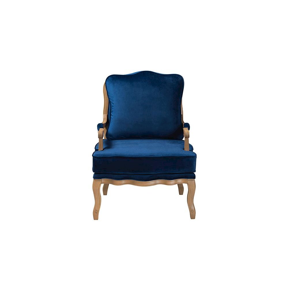 French Oak Brown Finished Wood Accent Chair