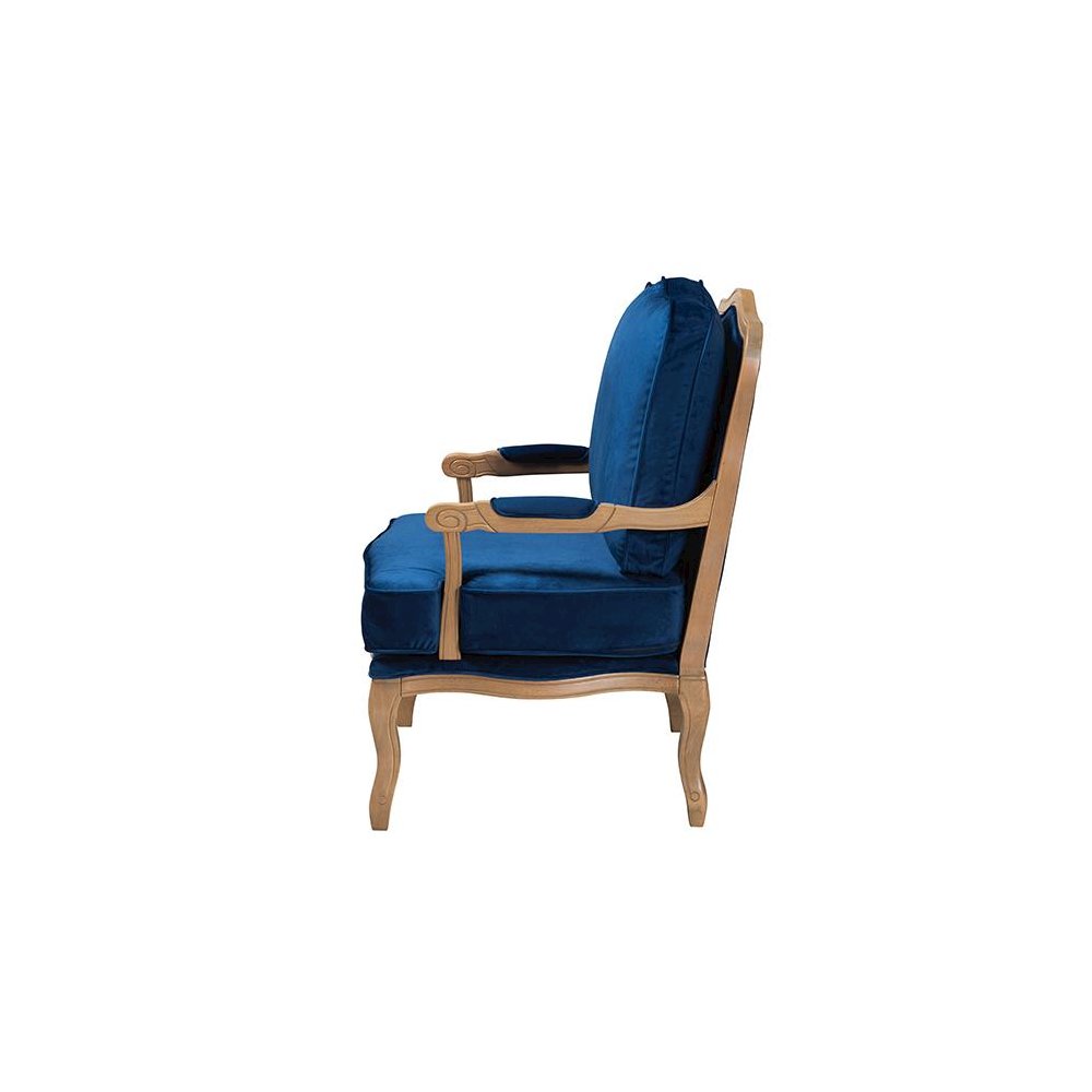 French Oak Brown Finished Wood Accent Chair