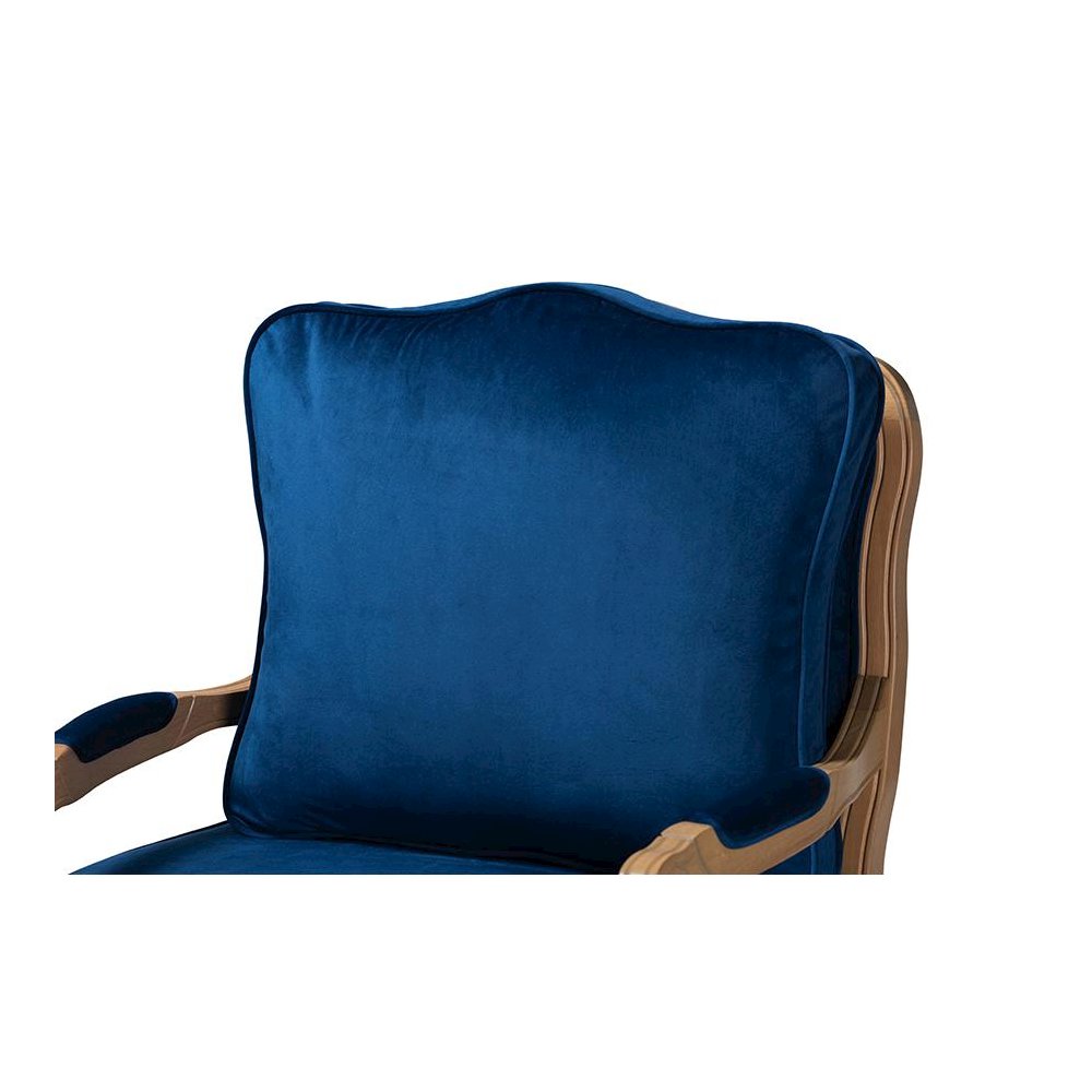 French Oak Brown Finished Wood Accent Chair
