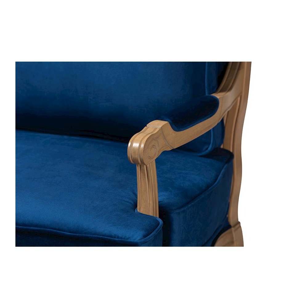 French Oak Brown Finished Wood Accent Chair