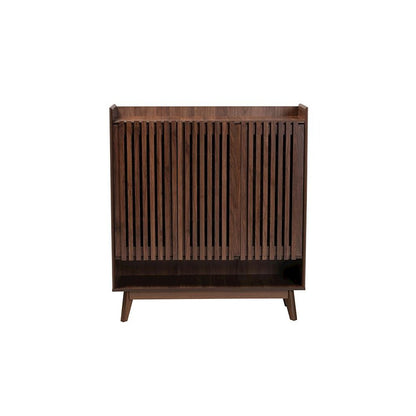 Baxton Studio Delaire Mid-Century Modern Walnut Brown Finished Wood Shoe Cabinet