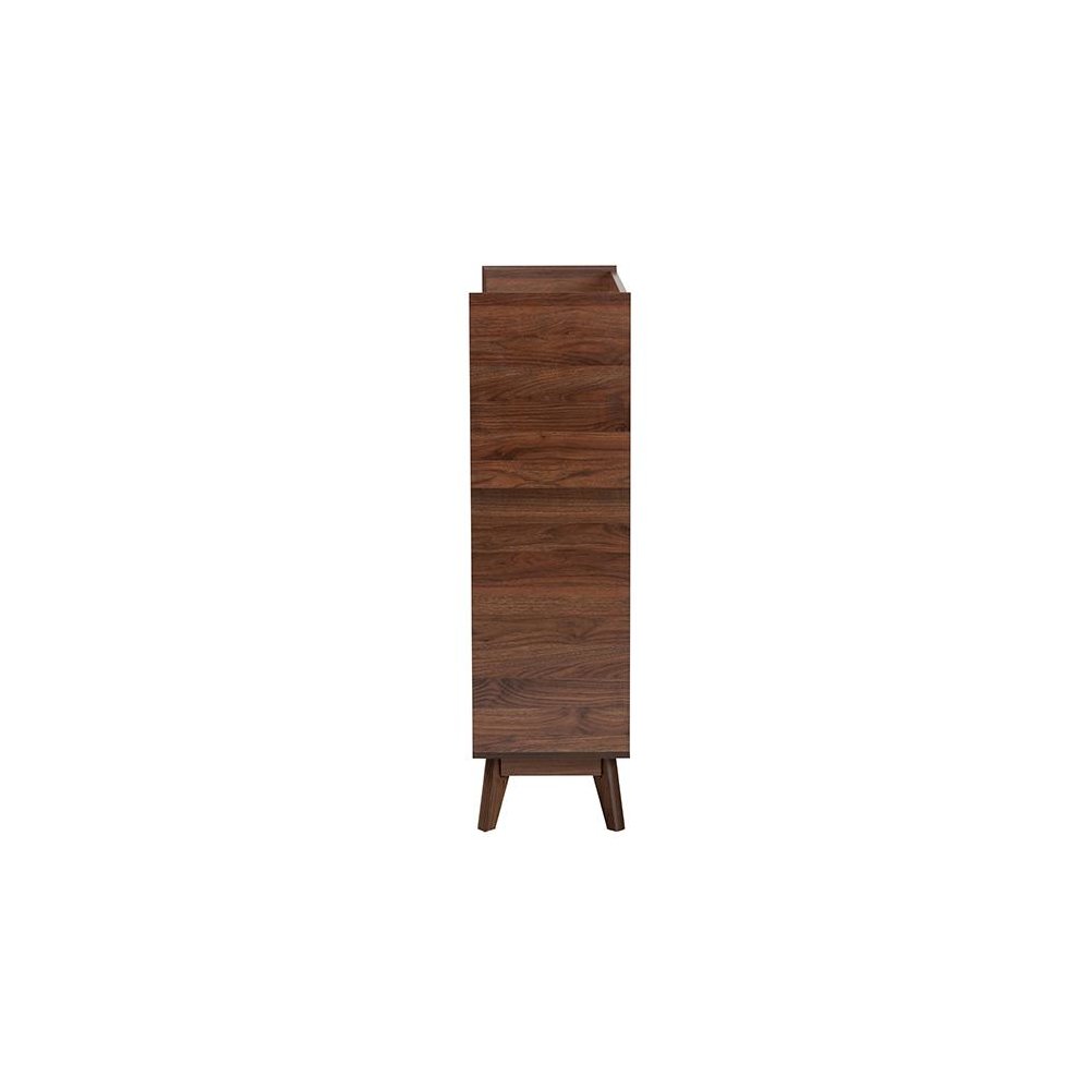 Baxton Studio Delaire Mid-Century Modern Walnut Brown Finished Wood Shoe Cabinet