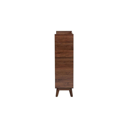 Baxton Studio Delaire Mid-Century Modern Walnut Brown Finished Wood Shoe Cabinet
