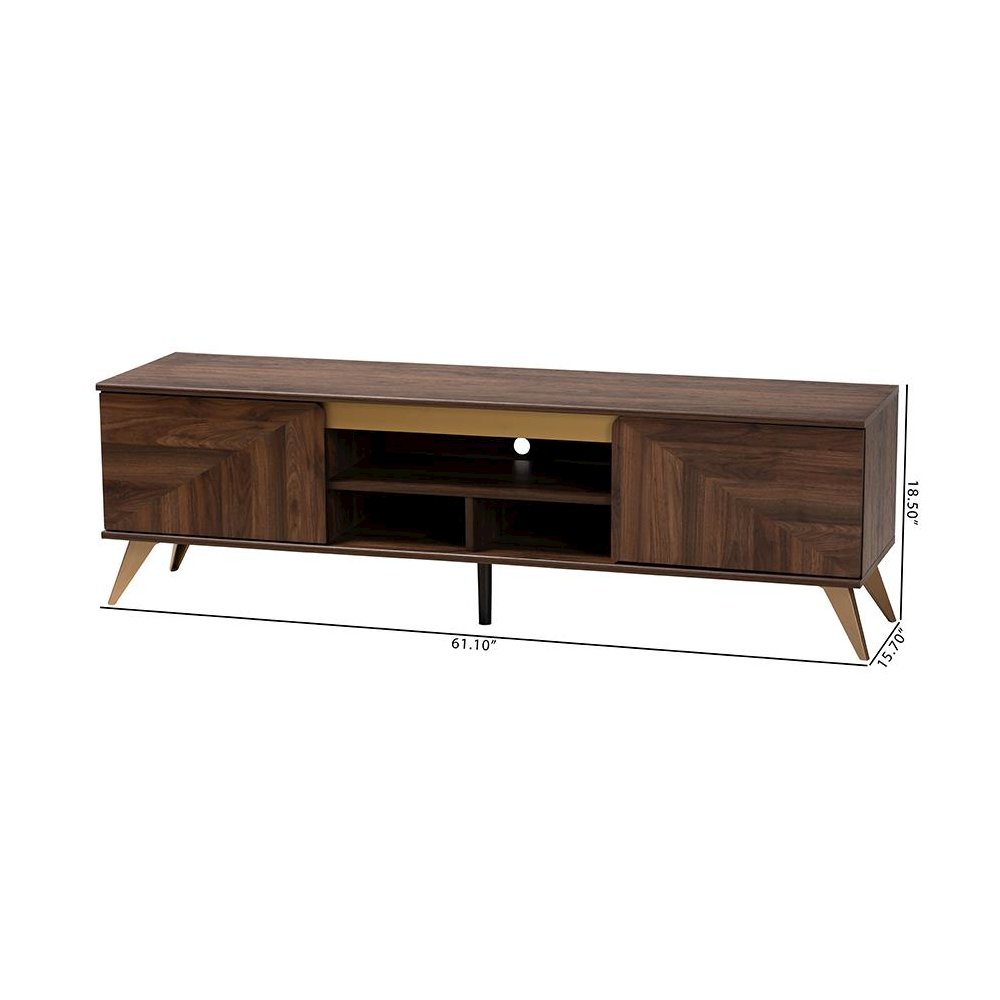 Transitional Walnut Brown Finished Wood 2-Door TV Stand