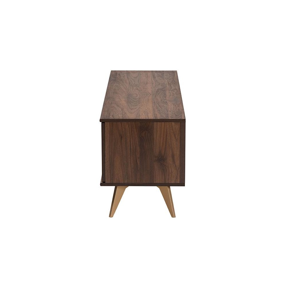 Transitional Walnut Brown Finished Wood 2-Door TV Stand