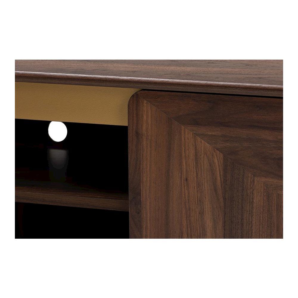 Transitional Walnut Brown Finished Wood 2-Door TV Stand