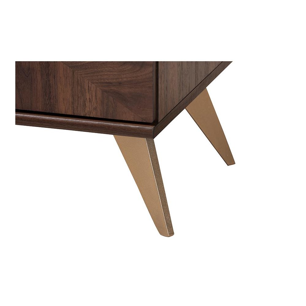 Transitional Walnut Brown Finished Wood 2-Door TV Stand