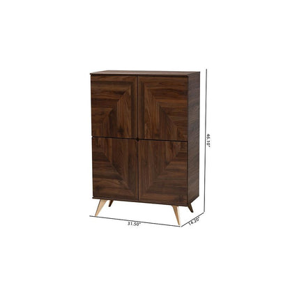 Transitional Walnut Brown Finished Wood Shoe Cabinet