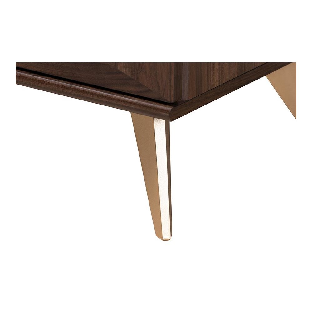 Transitional Walnut Brown Finished Wood 2-Drawer Nightstand