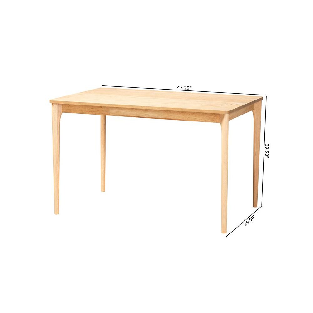 Baxton Studio Sherwin Mid-Century Modern Natural Oak Finished Wood Dining Table