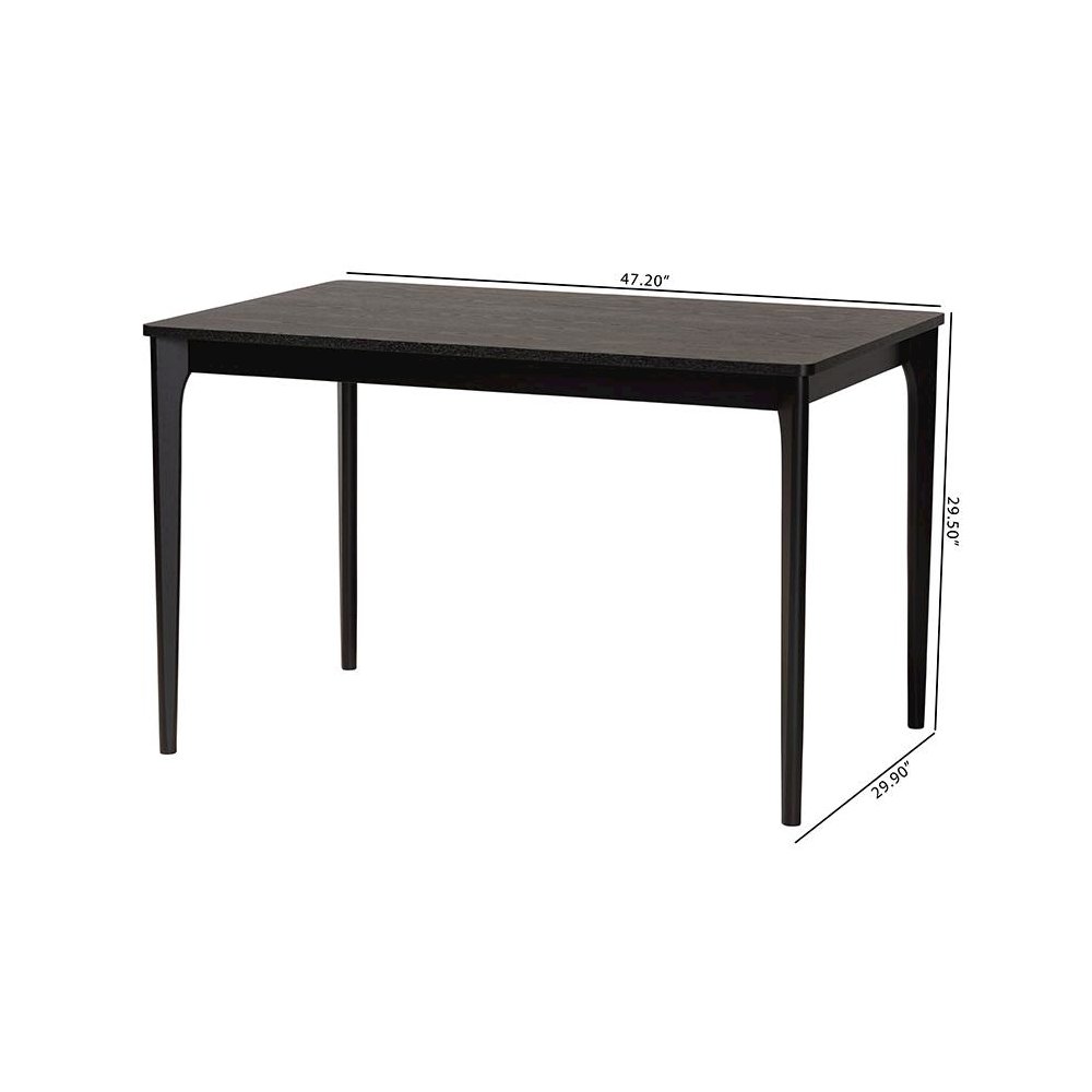Baxton Studio Sherwin Mid-Century Modern Black Finished Wood Dining Table