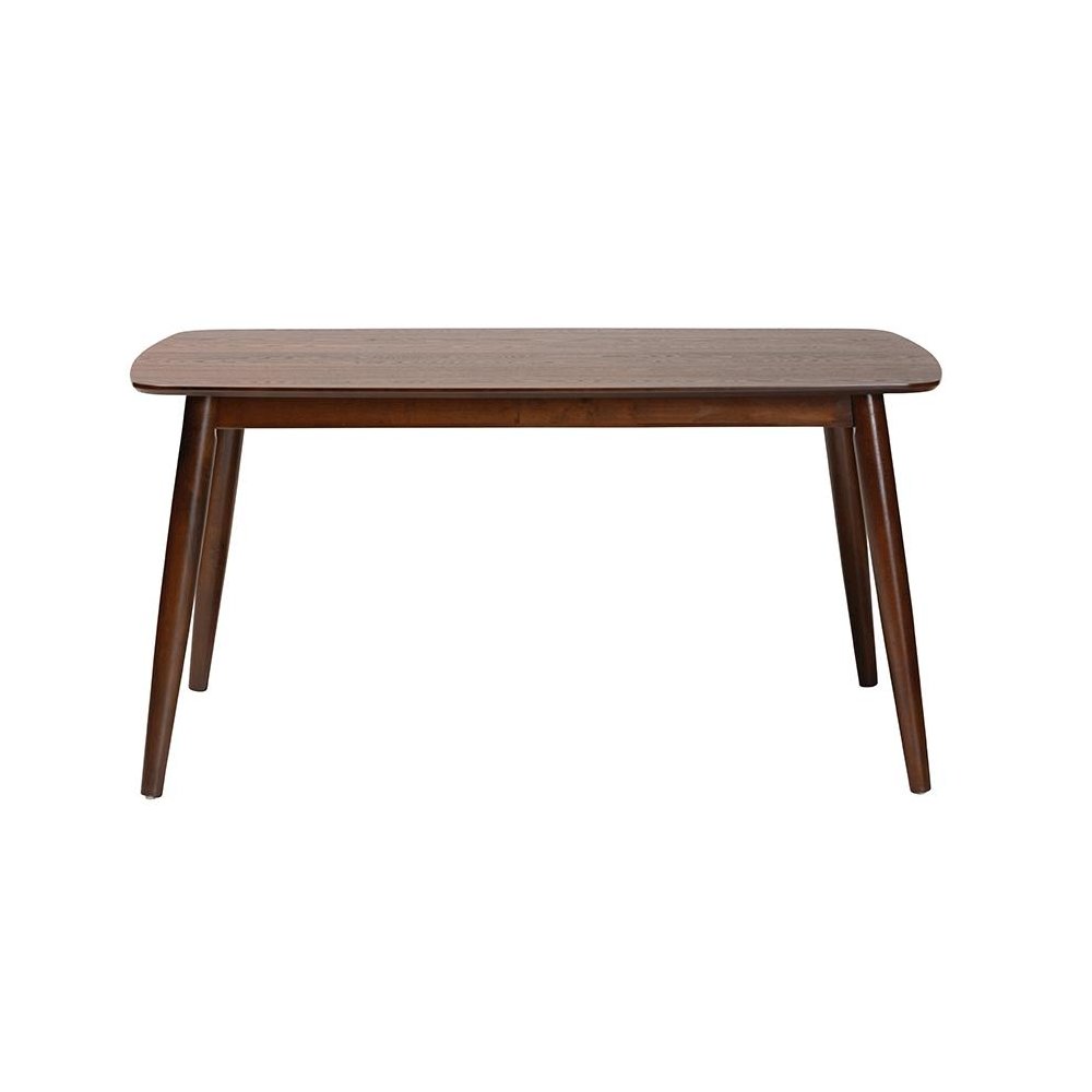 Baxton Studio Flora Mid-Century Modern Walnut Brown Finished Wood Dining Table