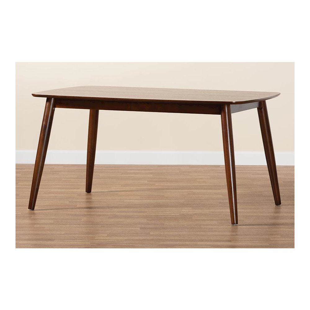 Baxton Studio Flora Mid-Century Modern Walnut Brown Finished Wood Dining Table