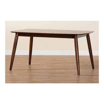 Baxton Studio Flora Mid-Century Modern Walnut Brown Finished Wood Dining Table