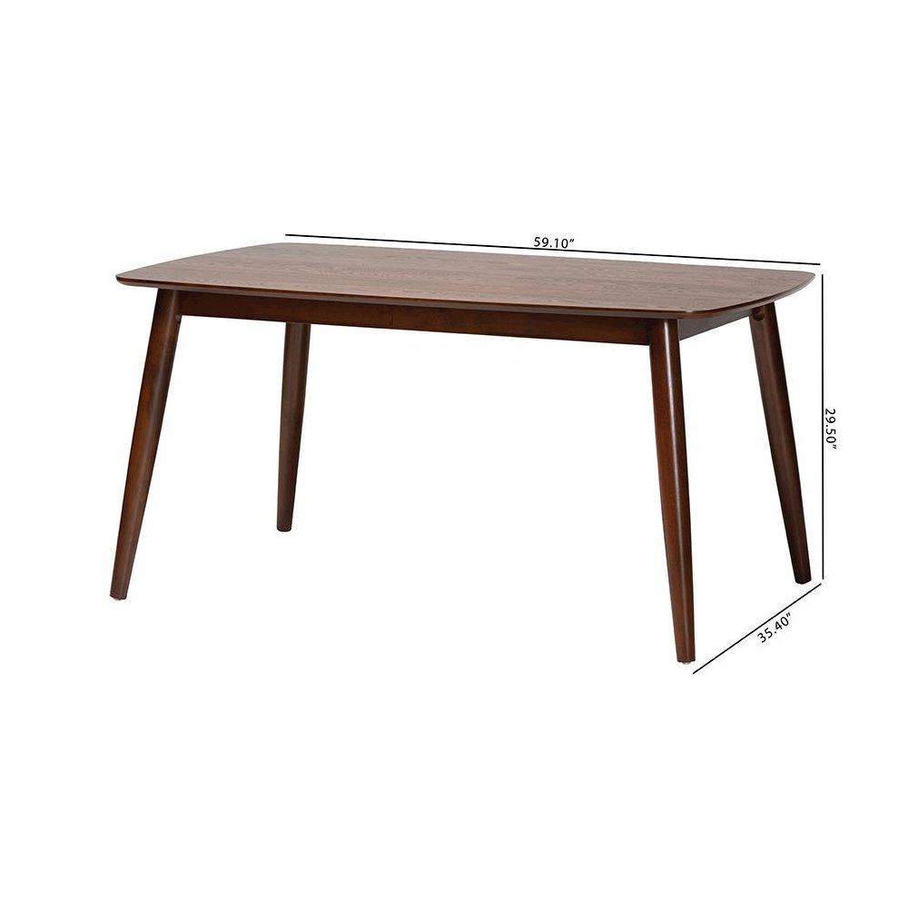 Baxton Studio Flora Mid-Century Modern Walnut Brown Finished Wood Dining Table