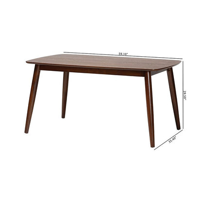 Baxton Studio Flora Mid-Century Modern Walnut Brown Finished Wood Dining Table